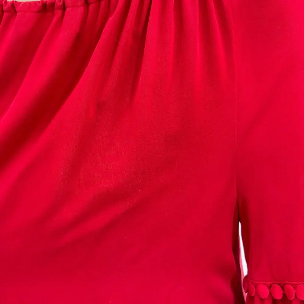 Tory Burch Sylvie Red Silk Tassel Tie Peasant Blouse